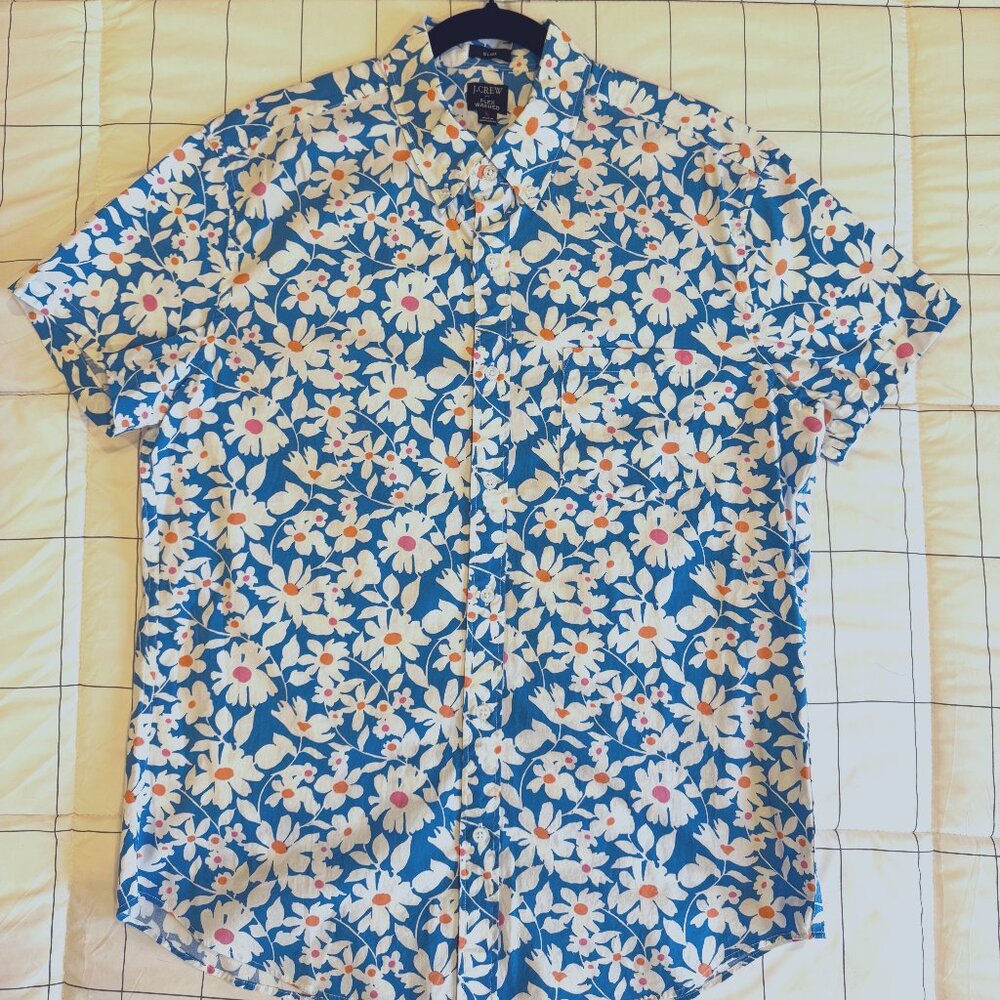 J. Crew Floral Button Up Tee